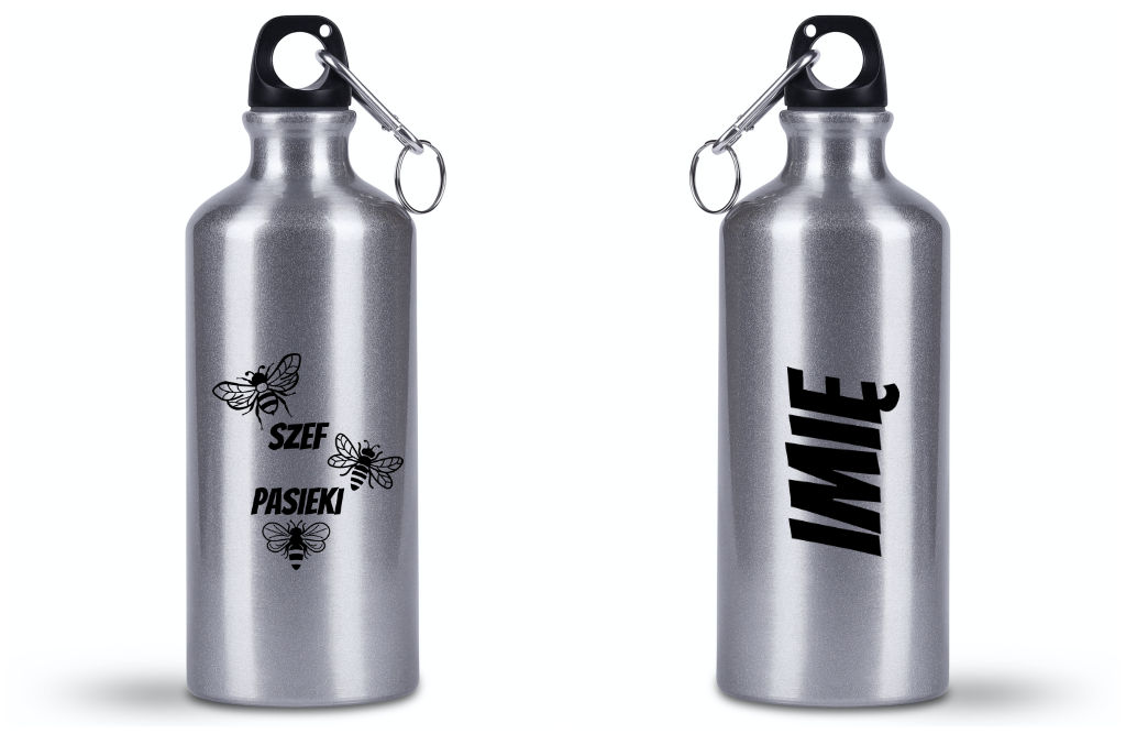 Butelka srebrna 500 ml z nadrukiem „Szef pasieki” – pszczelarstwo #4