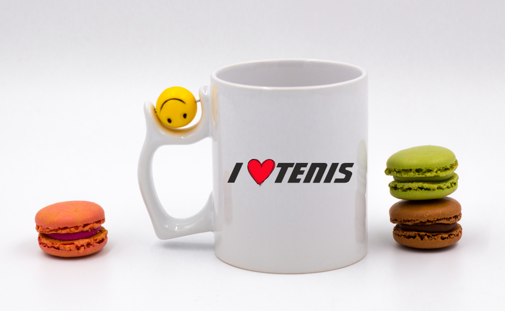 Kubek z piłką i grafiką: I LOVE TENIS #1