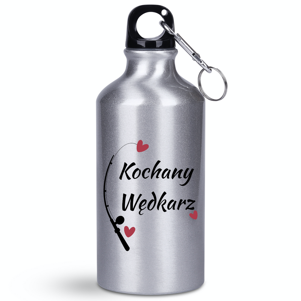 Butelka srebrna 400 ml z nadrukiem "Kochany Wędkarz" – wędkarstwo #1