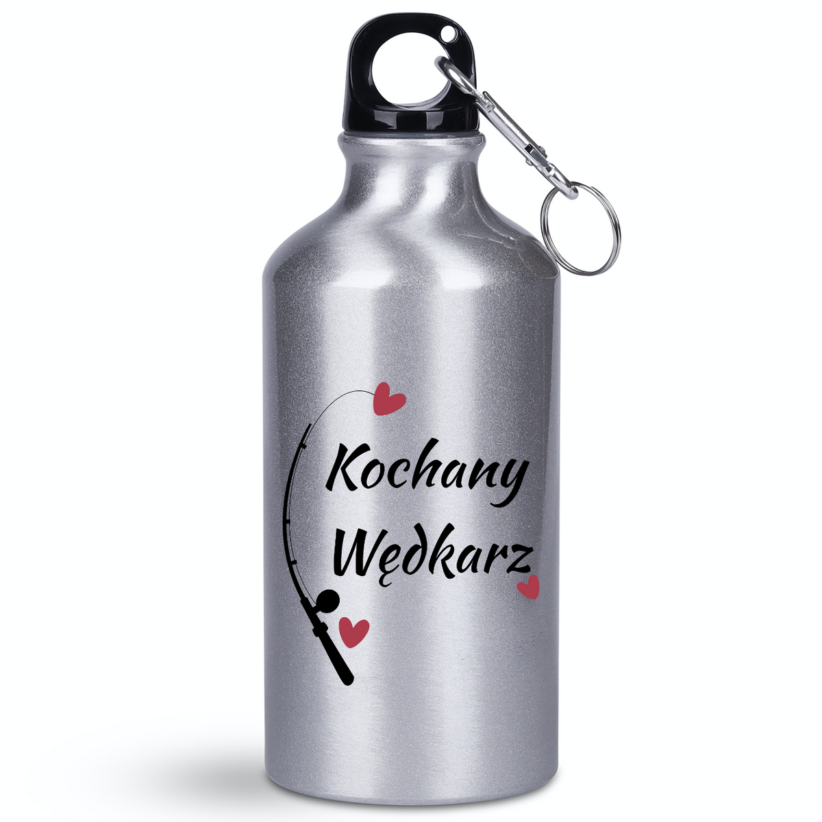Butelka srebrna 400 ml z nadrukiem "Kochany Wędkarz" – wędkarstwo #1