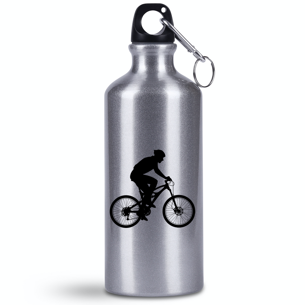Bidon srebrny 500 ml na rower z grafiką roweru oraz imieniem do wyboru – dla rowerzysty #5