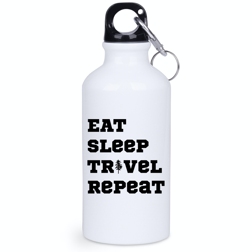 Butelka biała 400 ml z nadrukiem „Eat Sleep Travel Repeat” – podróż, wyprawa #5