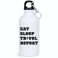 Butelka biała 400 ml z nadrukiem „Eat Sleep Travel Repeat” – podróż, wyprawa #5