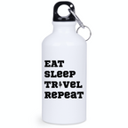Butelka biała 400 ml z nadrukiem „Eat Sleep Travel Repeat” – podróż, wyprawa #5