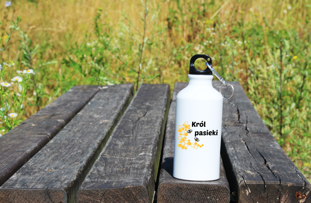 Bidon biały 400 ml z nadrukiem „Król pasieki” – pszczelarstwo #10