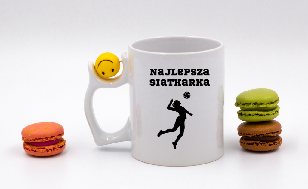 Kubek z piłką w uchwycie i nadrukiem "Najlepsza Siatkarka" – siatkówka #6