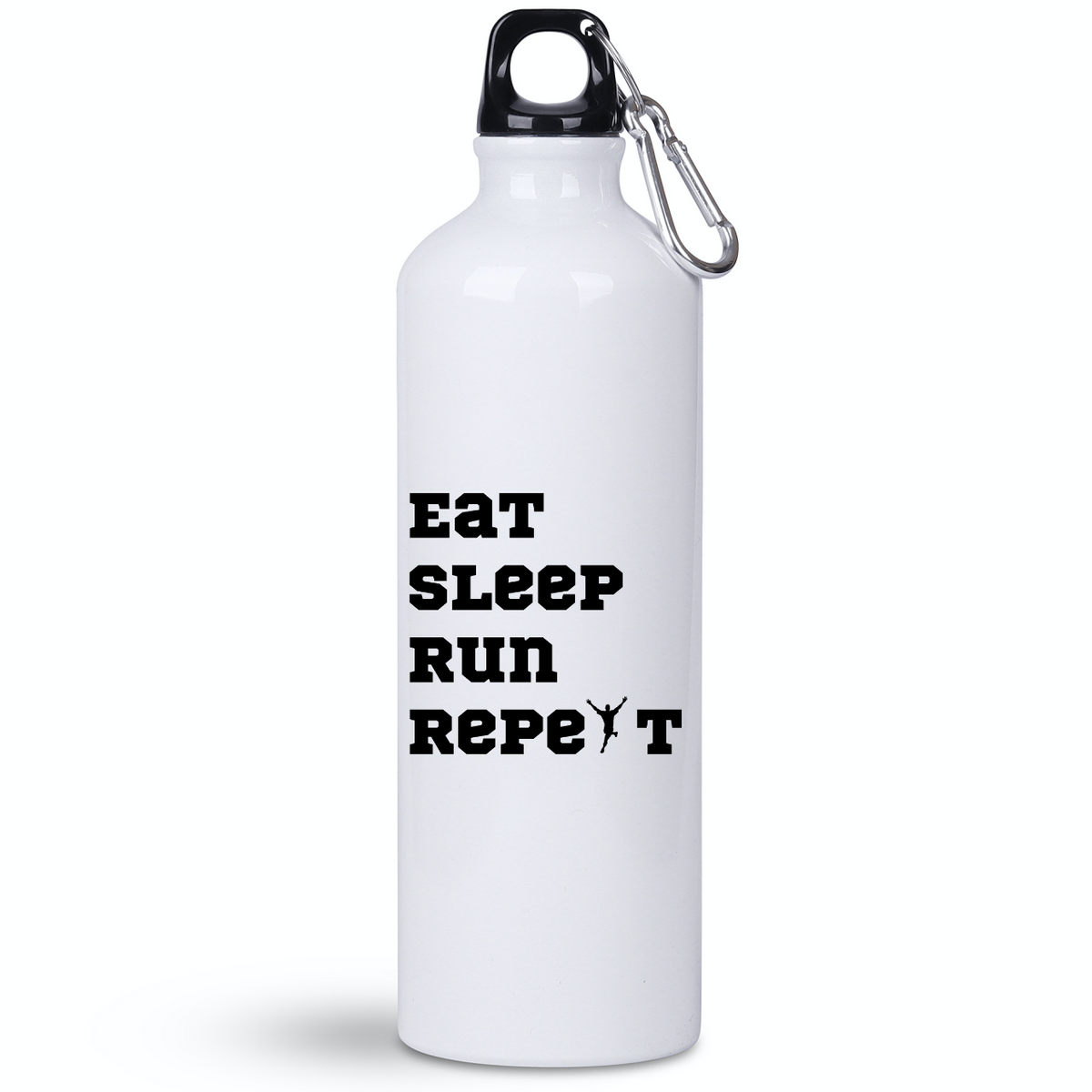 Bidon dla panów biały 800 ml z nadrukiem "Eat Sleep Run Repeat" – bieganie #11