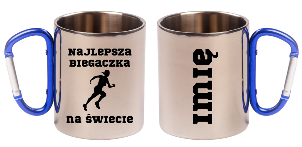 Biegowy kubek karabińczyk niebieski z nadrukiem "Najlepsza Biegaczka na Świecie" #2