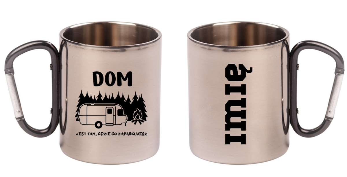 Kubek z czarnym karabińczykiem i nadrukiem „Dom jest tam, gdzie go zaparkujesz” – camping, camper #6