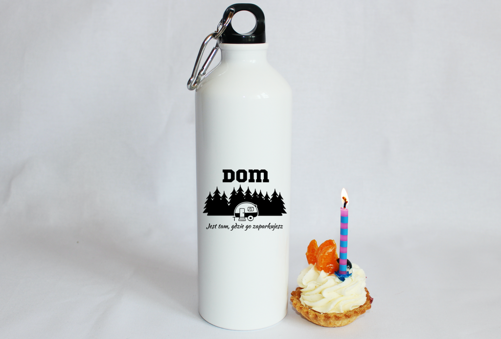 Butelka biała 800 ml z nadrukiem „Dom jest tam, gdzie go zaparkujesz” – podróże, przygoda, camper #7