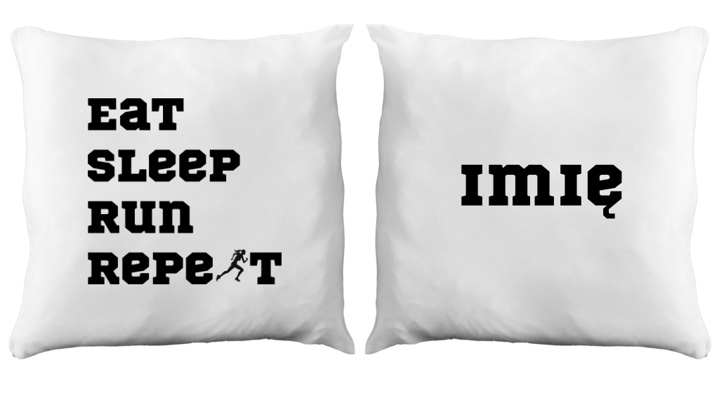 Poduszka dla biegaczki z nadrukiem "Eat Sleep Run Repeat" – bieganie #11