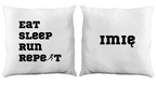 Poduszka dla biegaczki z nadrukiem "Eat Sleep Run Repeat" – bieganie #11