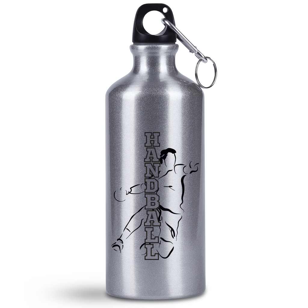 Butelka srebrna 500 ml – piłka ręczna, napis "HANDBALL" #1