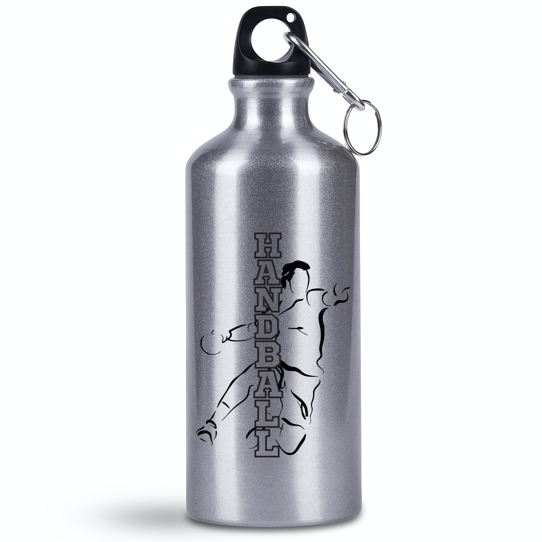 Butelka srebrna 500 ml – piłka ręczna, napis "HANDBALL" #1