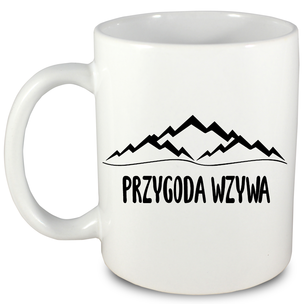 Kubek biały z nadrukiem "Przygoda wzywa" - góry, trekking #9