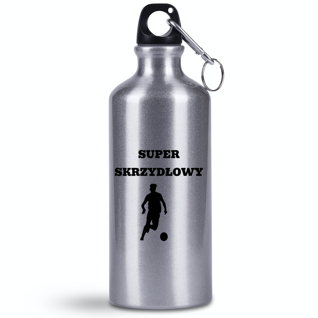Butelka srebrna 500 ml z napisem "Super Skrzydłowy" – piłka nożna #1