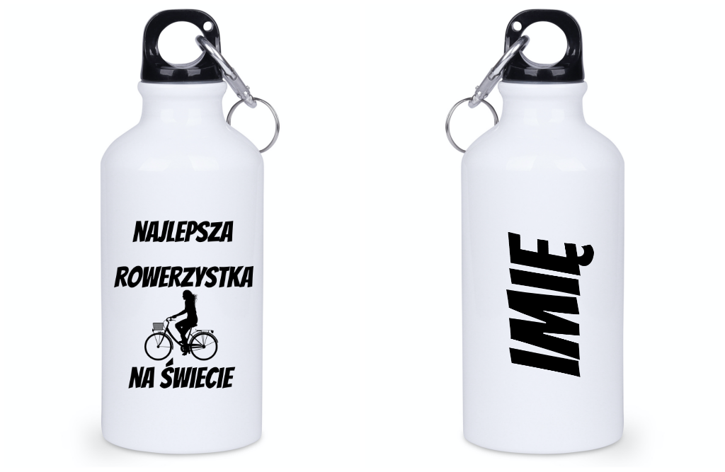 Butelka biała 400 ml z nadrukiem „Najlepsza rowerzystka na świecie” – dla rowerzystki #3