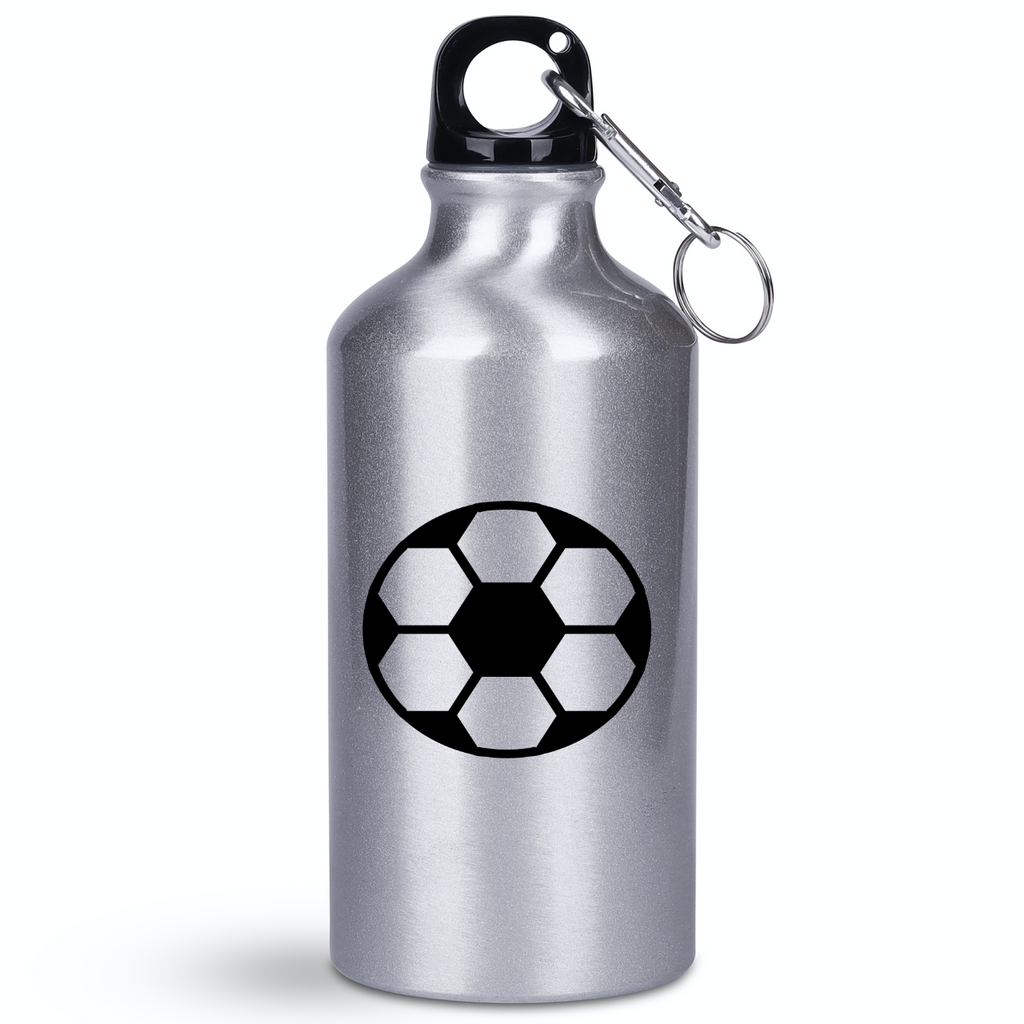 Butelka srebrna 400 ml z grafiką piłki i własnym imieniem #9
