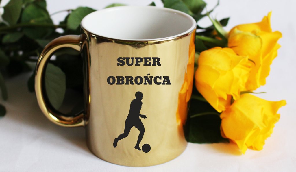 Kubek biały z nadrukiem "Super Obrońca" – piłka nożna #11