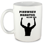 Kubek biały – pamiątka po pierwszym maratonie + czas i imię – bieganie #10