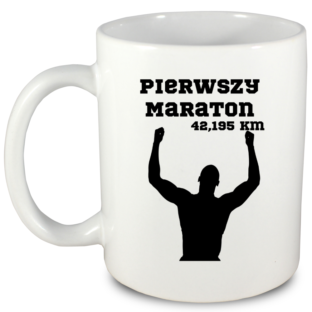 Kubek biały – pamiątka po pierwszym maratonie + czas i imię – bieganie #10
