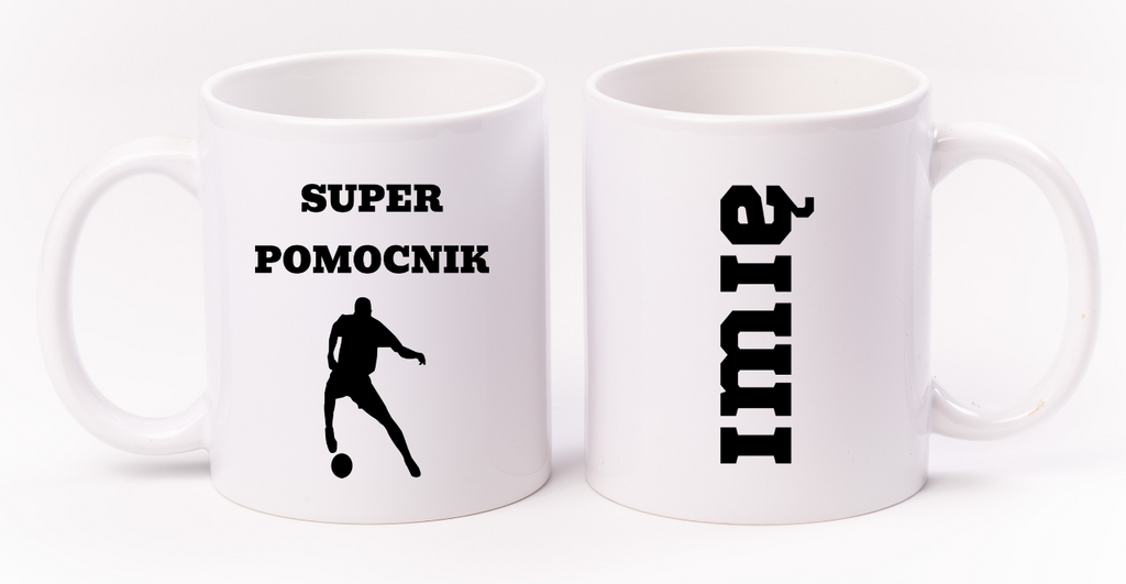 Kubek biały z nadrukiem "Super Pomocnik" – piłka nożna #13