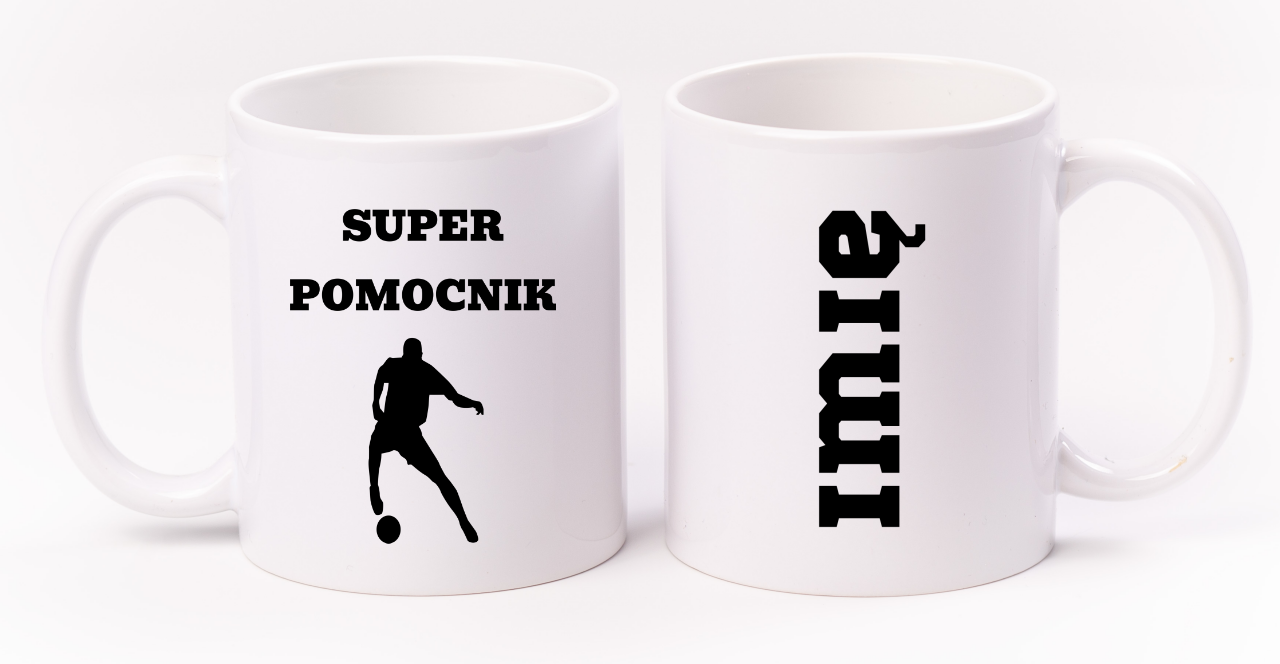 Kubek biały z nadrukiem "Super Pomocnik" – piłka nożna #13