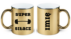Kubek złoty prezent z nadrukiem „Super Siłacz” – siłownia #3