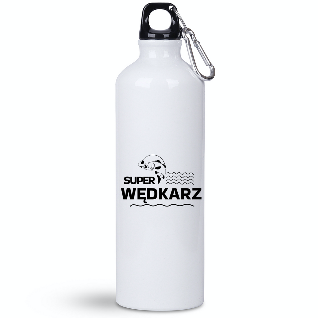 Butelka biała 800 ml z nadrukiem "Super Wędkarz" – wędkarstwo #10