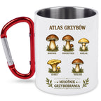 Kubek biały z czerwonym karabińczykiem „Atlas Grzybów” – na grzyby #7