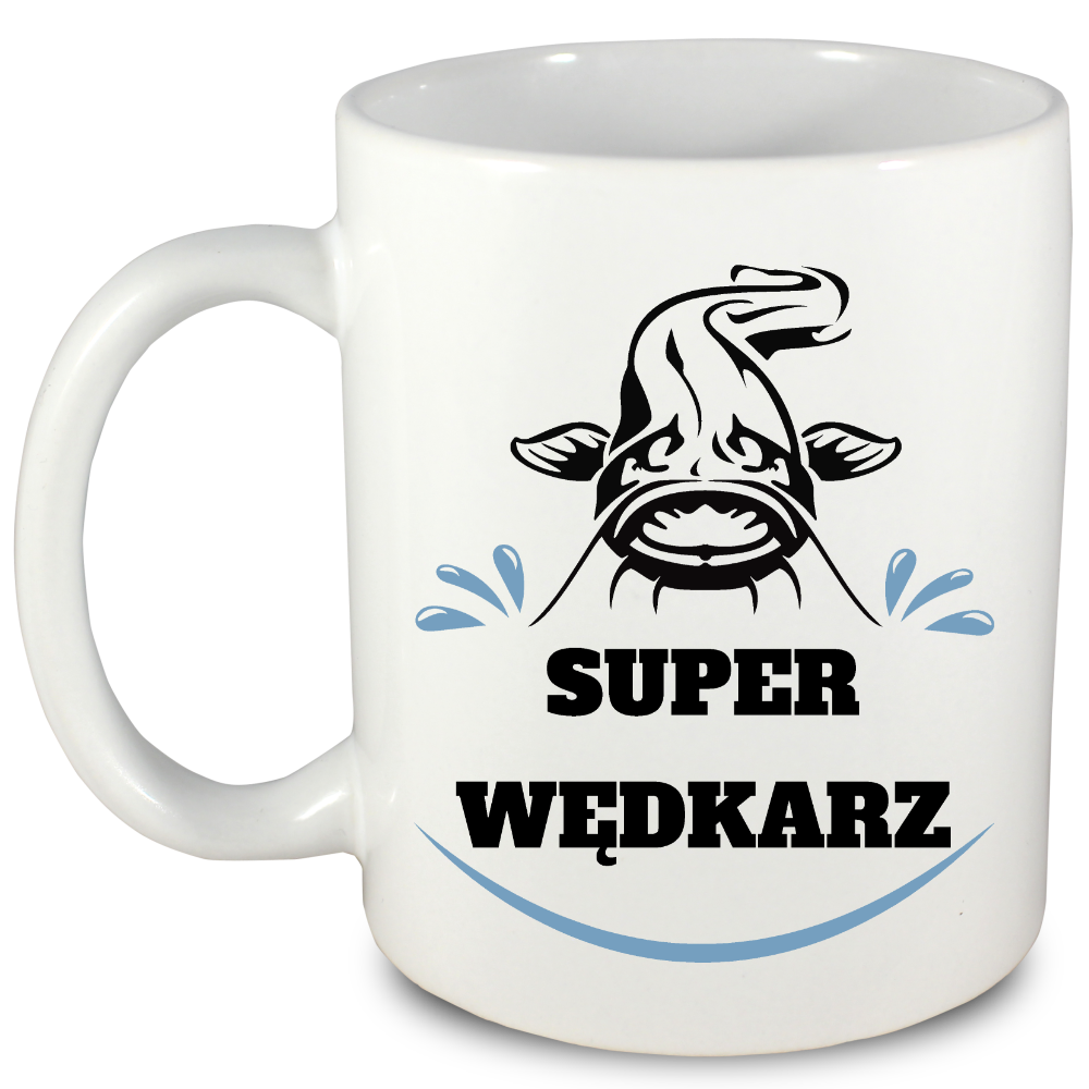 Kubek biały z nadrukiem: "Super wędkarz" - wędkarstwo #9