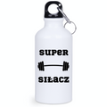 Bidon biały 400 ml na siłownię z nadrukiem „Super Siłacz” – siłownia #3