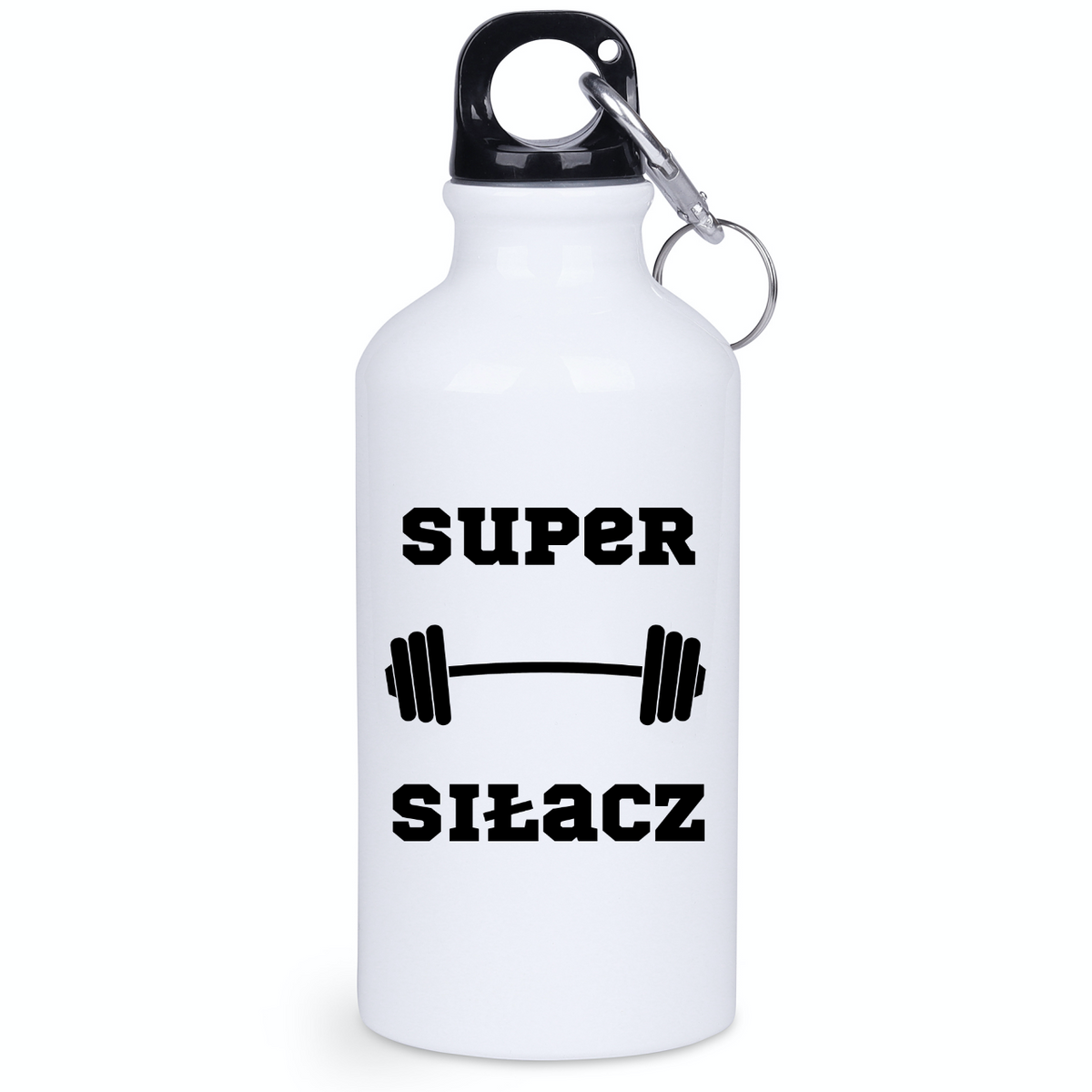 Bidon biały 400 ml na siłownię z nadrukiem „Super Siłacz” – siłownia #3