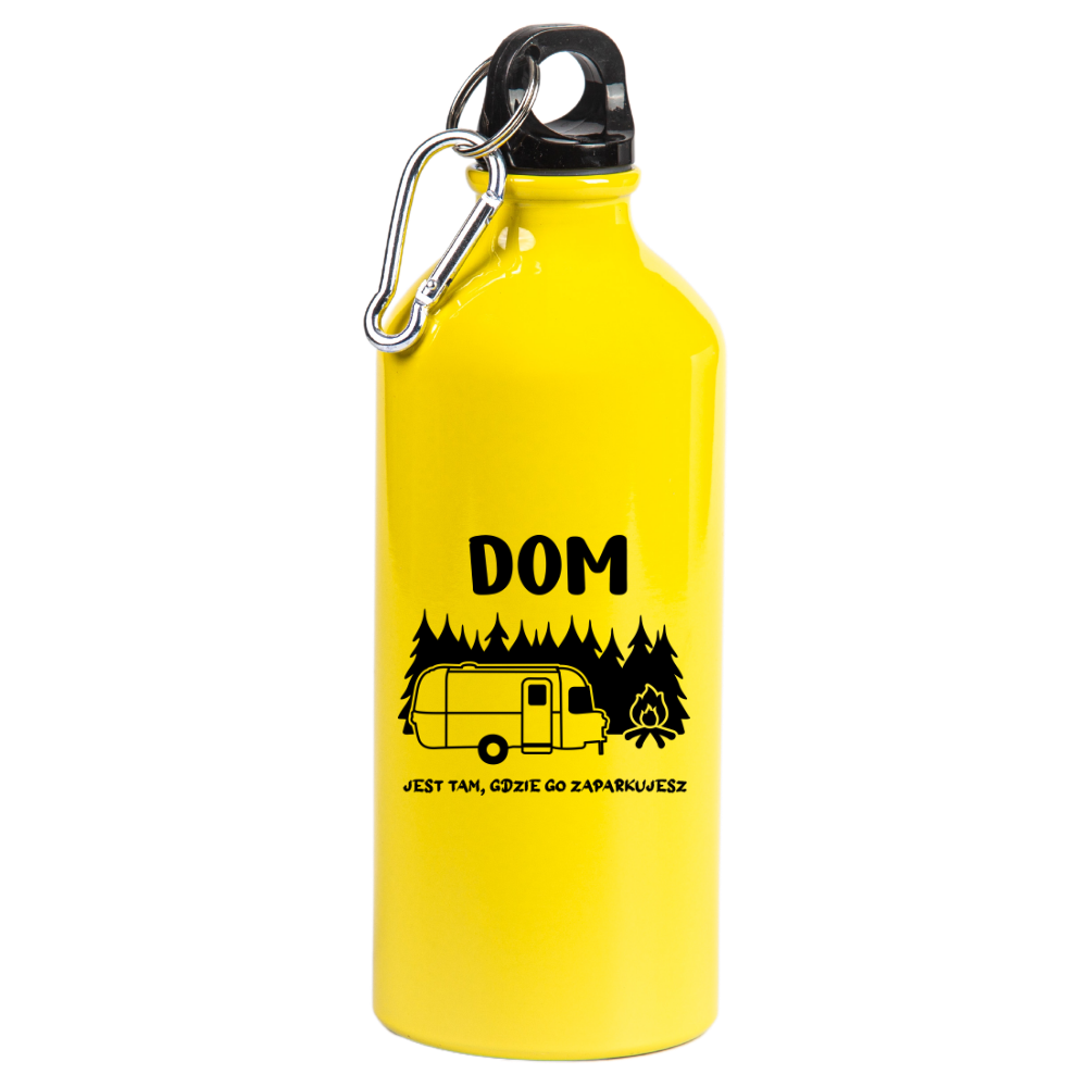 Butelka żółta 600 ml z nadrukiem "Dom jest tam, gdzie go zaparkujesz" – camping, namiot, podróże #6