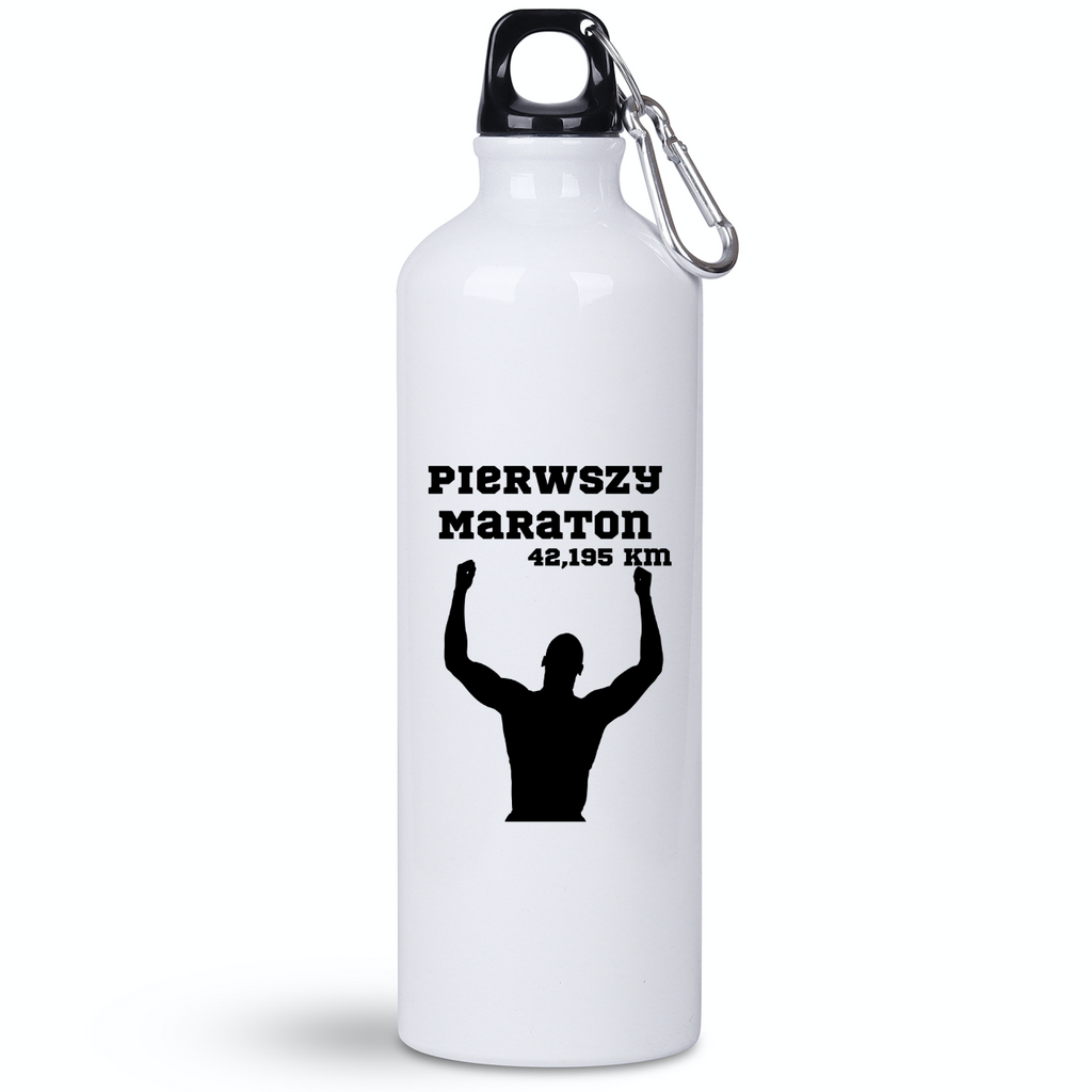 Bidon biały 800 ml pamiątka po maratonie + imię i czas – bieganie #9