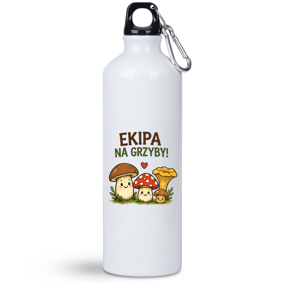 Butelka biała 800 ml z nadrukiem „Ekipa na grzyby” – na grzyby, do lasu #10
