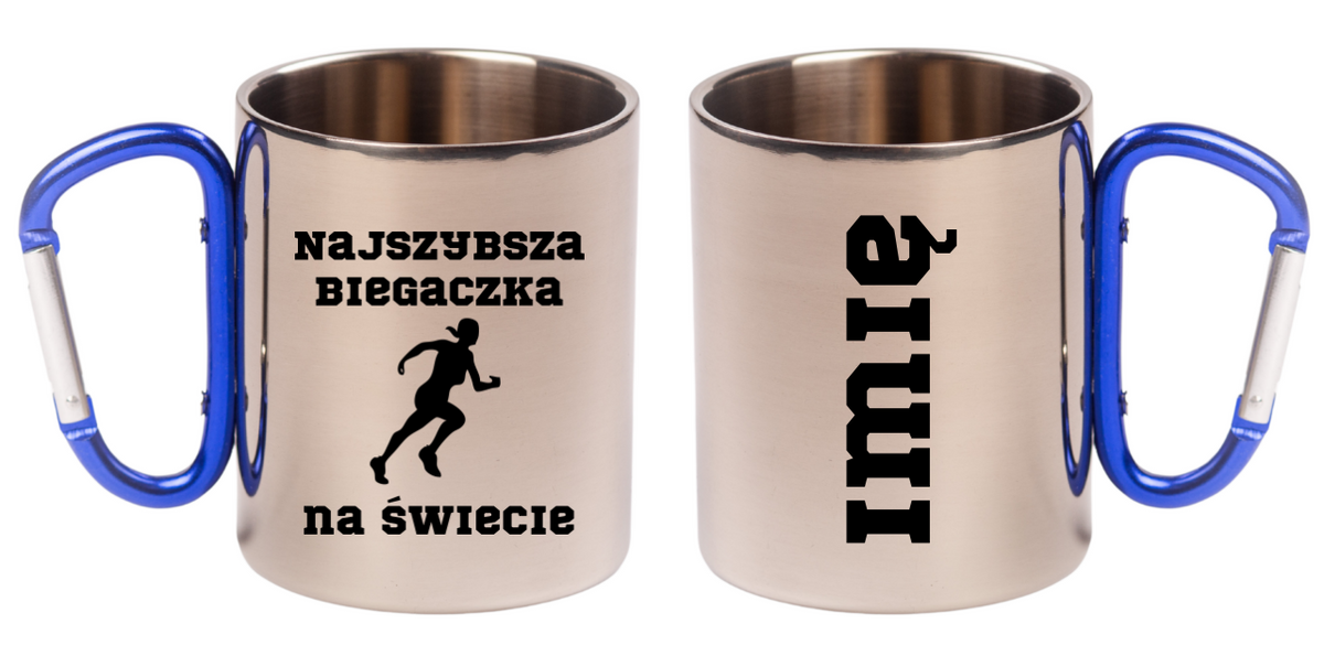 Biegowy kubek karabińczyk niebieski z nadrukiem "Najszybsza Biegaczka na Świecie" #3