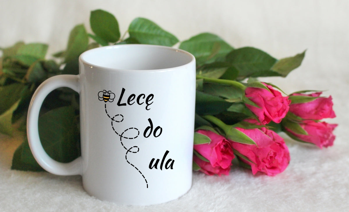 Kubek biały dla pszczelarza "Lecę do ula" #7