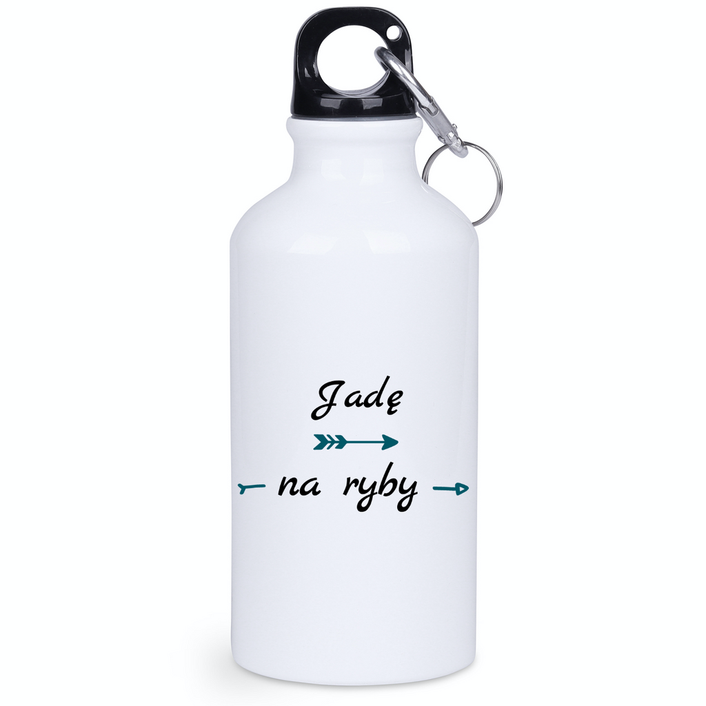 Bidon biały 400 ml z nadrukiem "Jadę na ryby" - wędkarstwo #2