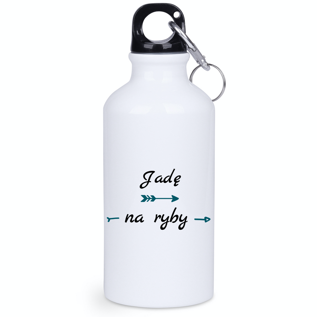 Bidon biały 400 ml z nadrukiem "Jadę na ryby" - wędkarstwo #2