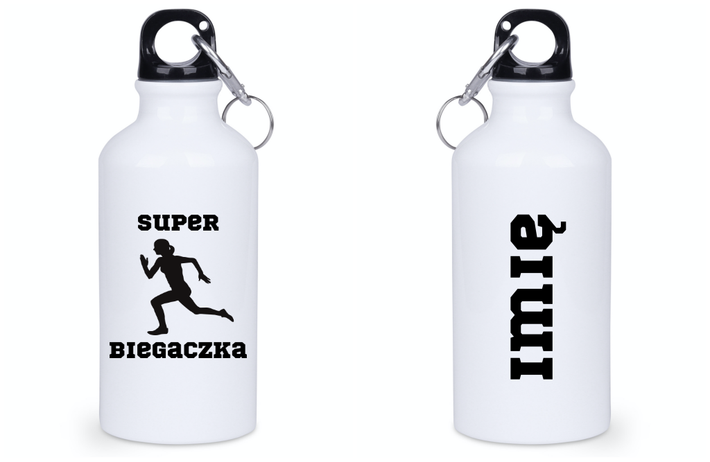 Bidon biały 400 ml dla biegaczki – nadruk "Super Biegaczka" – bieganie #8