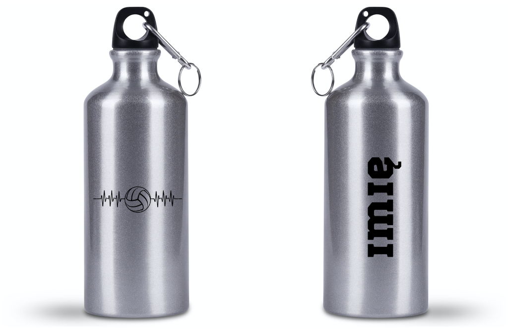 Butelka srebrna 500 ml z grafiką siatkarskie EKG – siatkówka #2