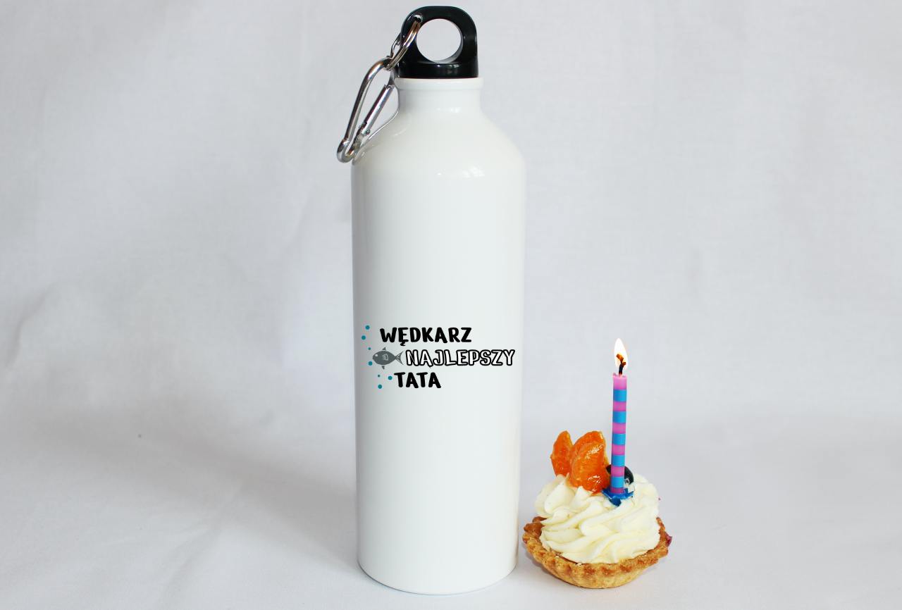 Butelka biała 800 ml z nadrukiem "Najlepszy Wędkarz Tata" – na dzień ojca, wędkarstwo #9