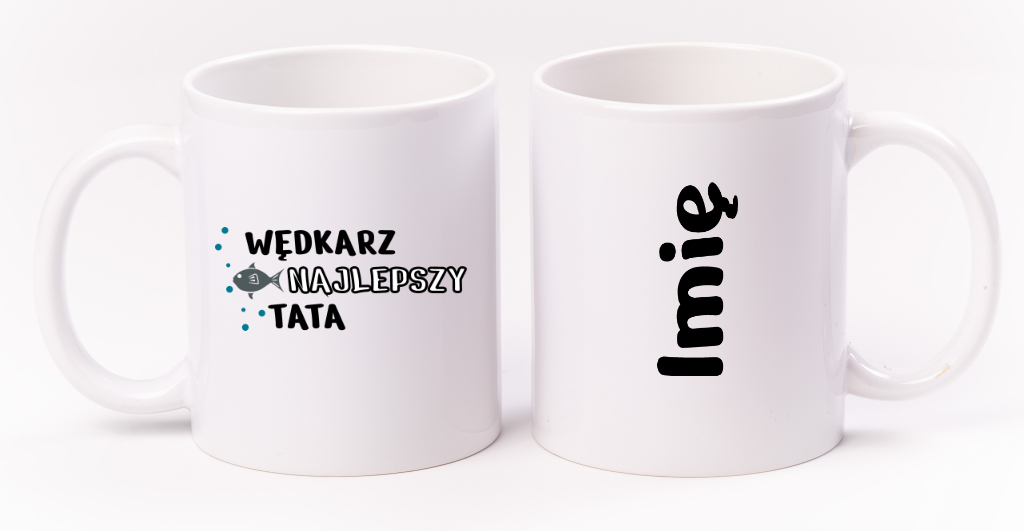 Kubek biały z nadrukiem: "Najlepszy wędkarz tata" - na dzień ojca, wędkarstwo #10