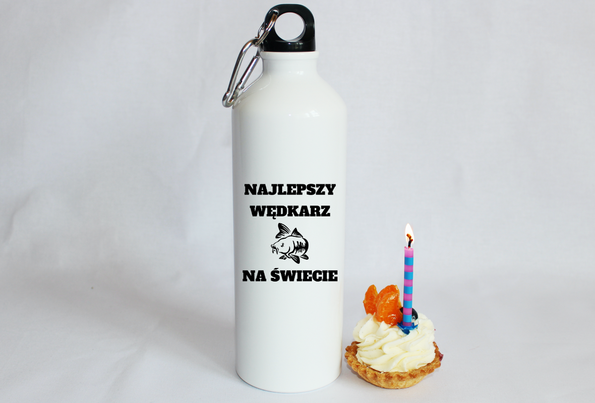 Butelka biała 800 ml z nadrukiem "Najlepszy wędkarz na świecie" – wędkarstwo #6