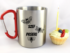 Kubek czerwony karabińczykiem z nadrukiem "Szef pasieki" #4