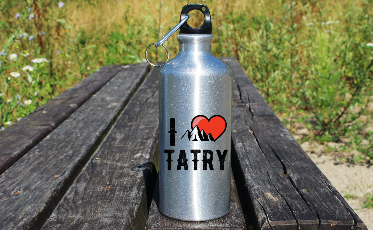 Bidon srebrny 500 ml z grafiką „I love Tatry” – góry, Podhale, Zakopane #9