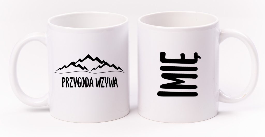 Kubek biały z nadrukiem "Przygoda wzywa" - góry, trekking #9