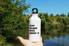 Bidon biały 400 ml dla biegacza z napisem "Eat Sleep Run Repeat" – bieganie #12