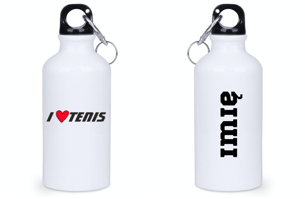 Butelka biała 400 ml z napisem "I LOVE TENIS" #1